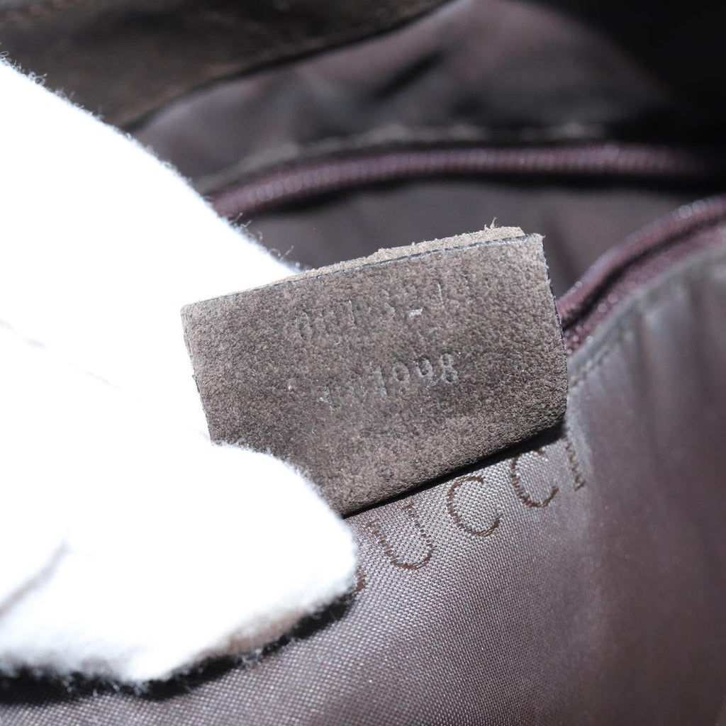 GUCCI Bamboo Shoulder Bag Suede Brown 79618