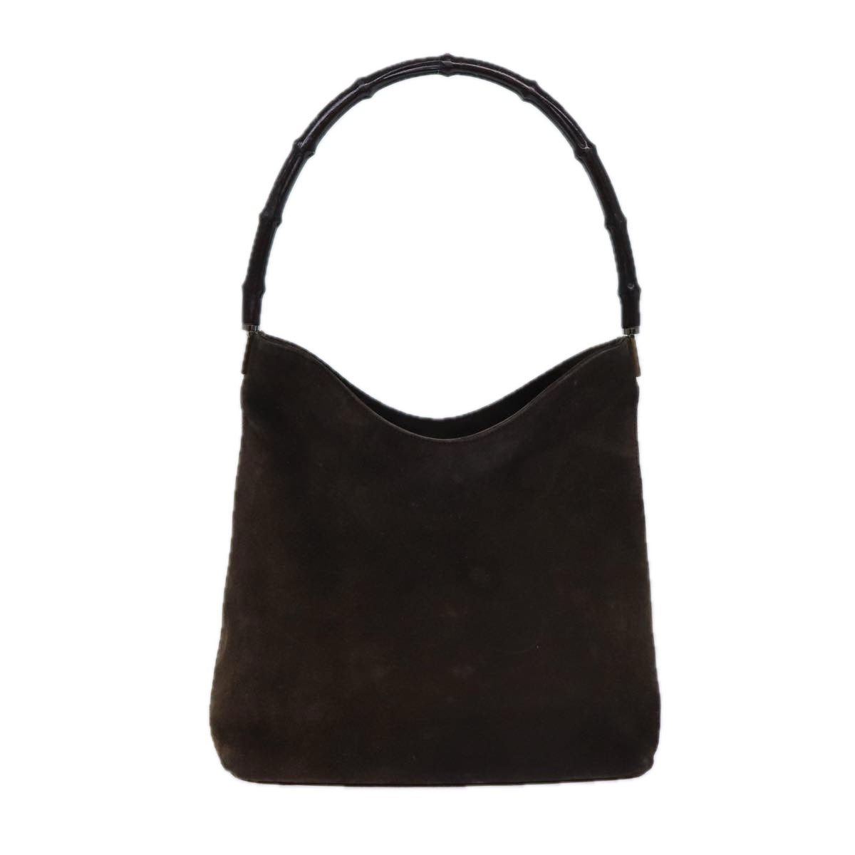 GUCCI Bamboo Shoulder Bag Suede Brown 79618
