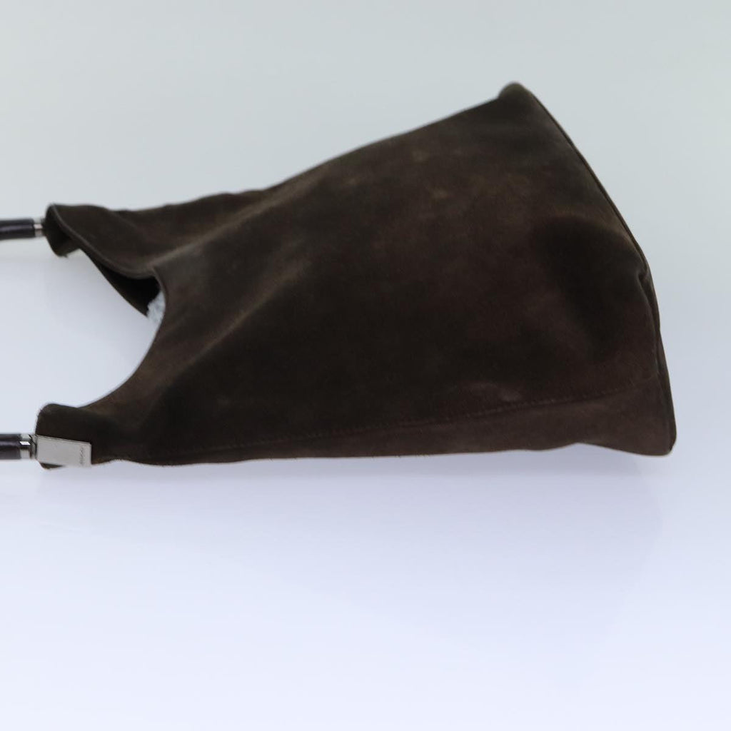 GUCCI Bamboo Shoulder Bag Suede Brown 79618