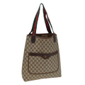 GUCCI GG Supreme Web Sherry Line Tote Bag PVC Beige Red 378 02 003 79623