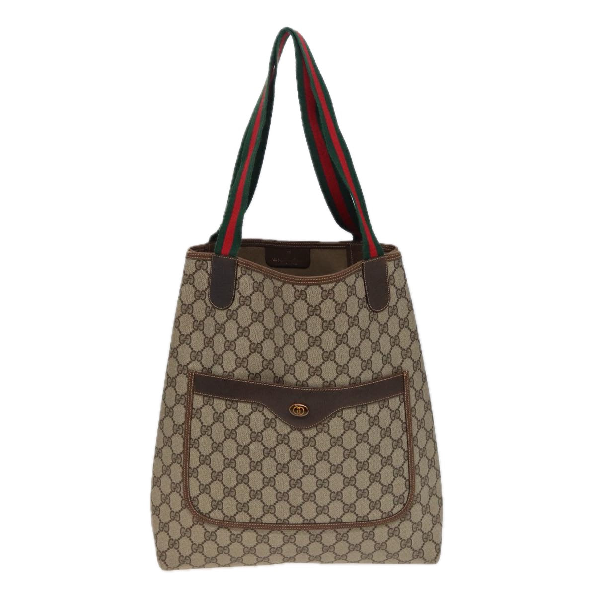 GUCCI GG Supreme Web Sherry Line Tote Bag PVC Beige Red 378 02 003 79623