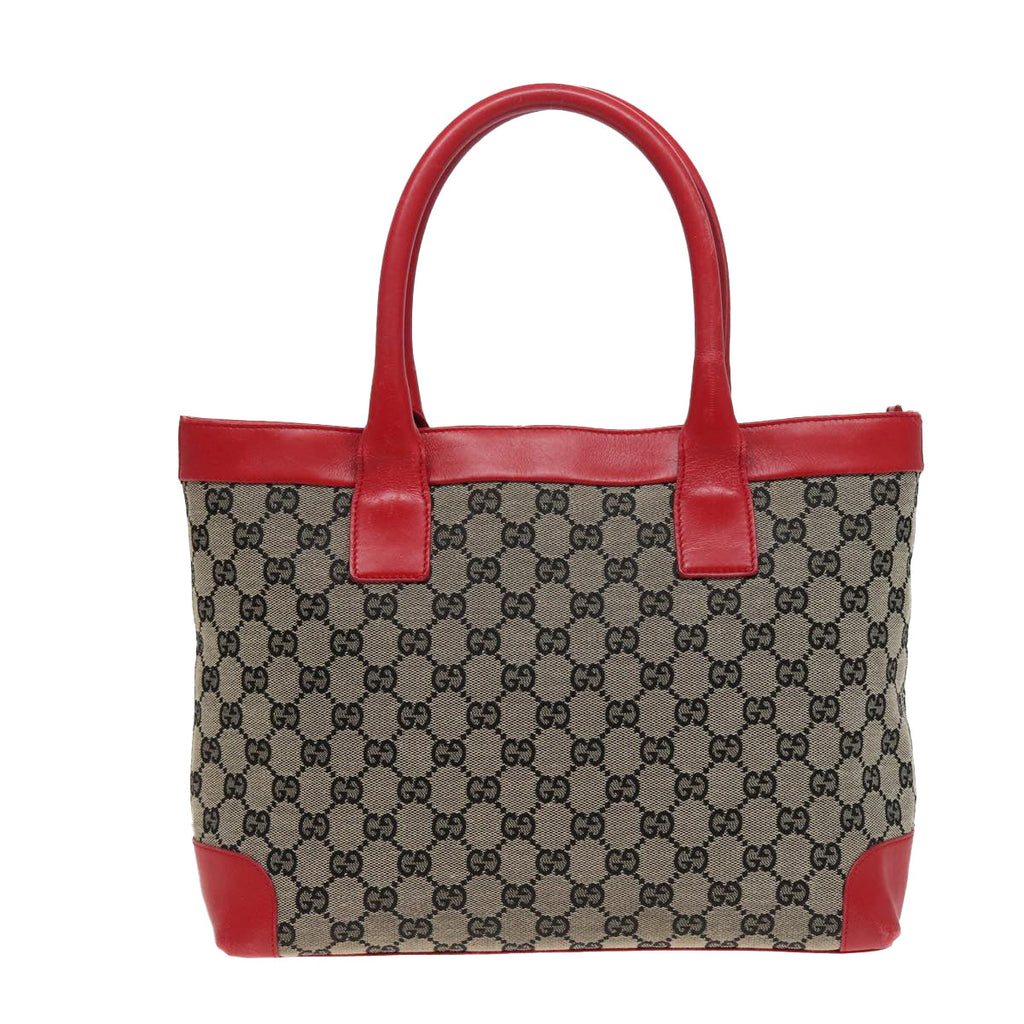 GUCCI GG Canvas Hand Bag Beige Red 002 1119 79632