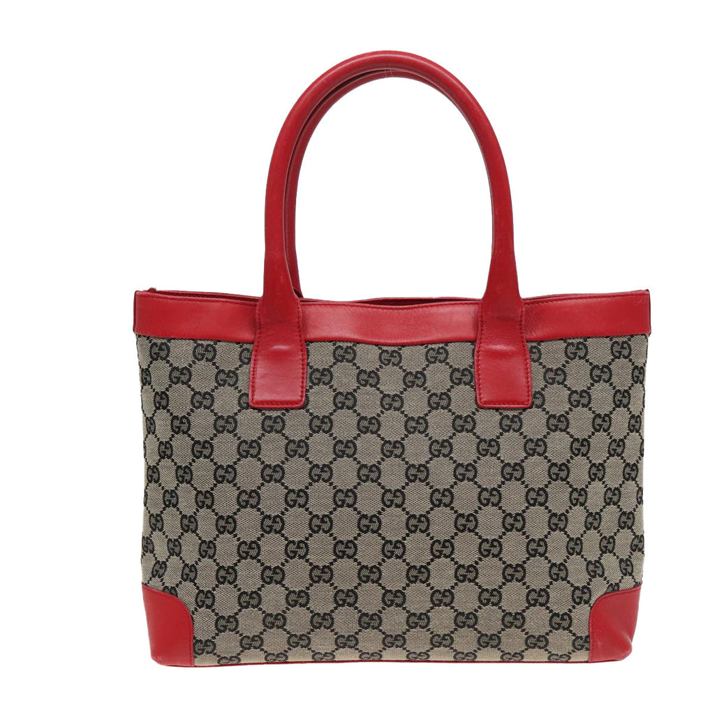 GUCCI GG Canvas Hand Bag Beige Red 002 1119 79632