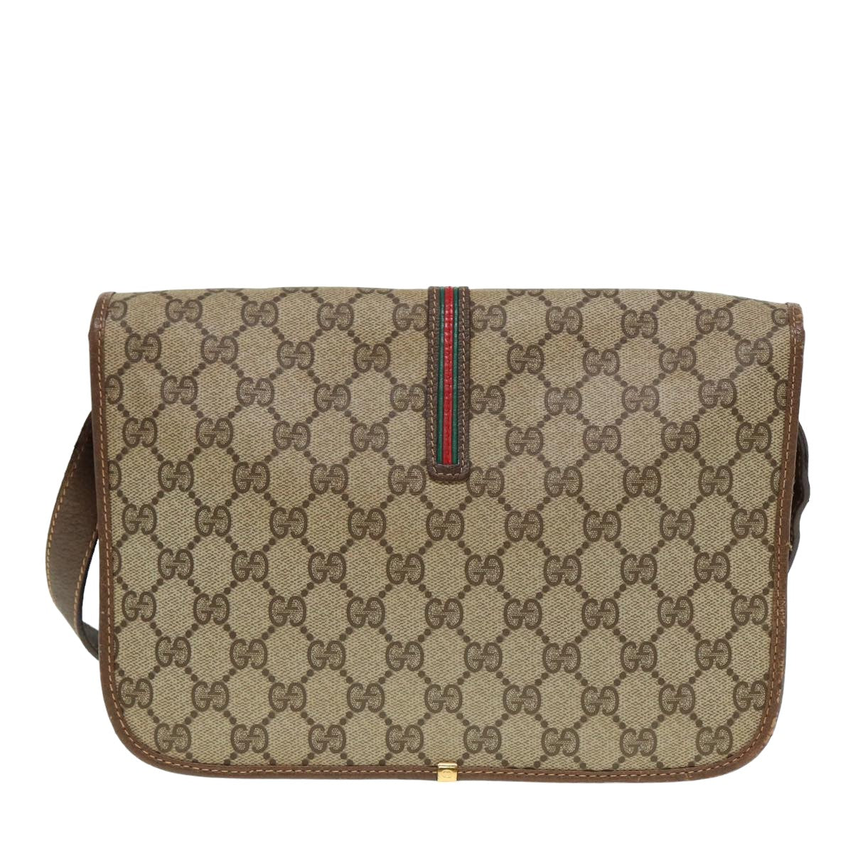 GUCCI GG Supreme Web Sherry Line Shoulder Bag PVC Beige 001 066 0551 79640