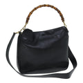 GUCCI Bamboo Hand Bag Leather 2way Black 001 1638 79644
