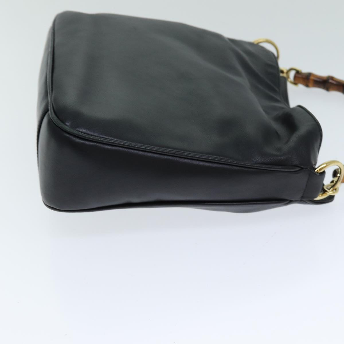 GUCCI Bamboo Hand Bag Leather 2way Black 001 1638 79644