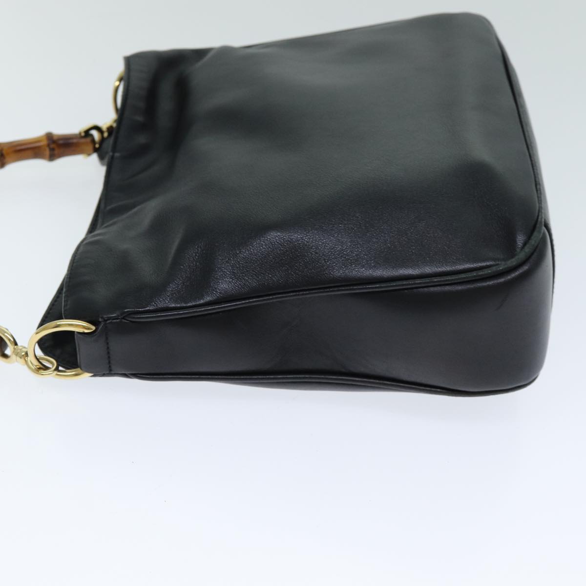 GUCCI Bamboo Hand Bag Leather 2way Black 001 1638 79644