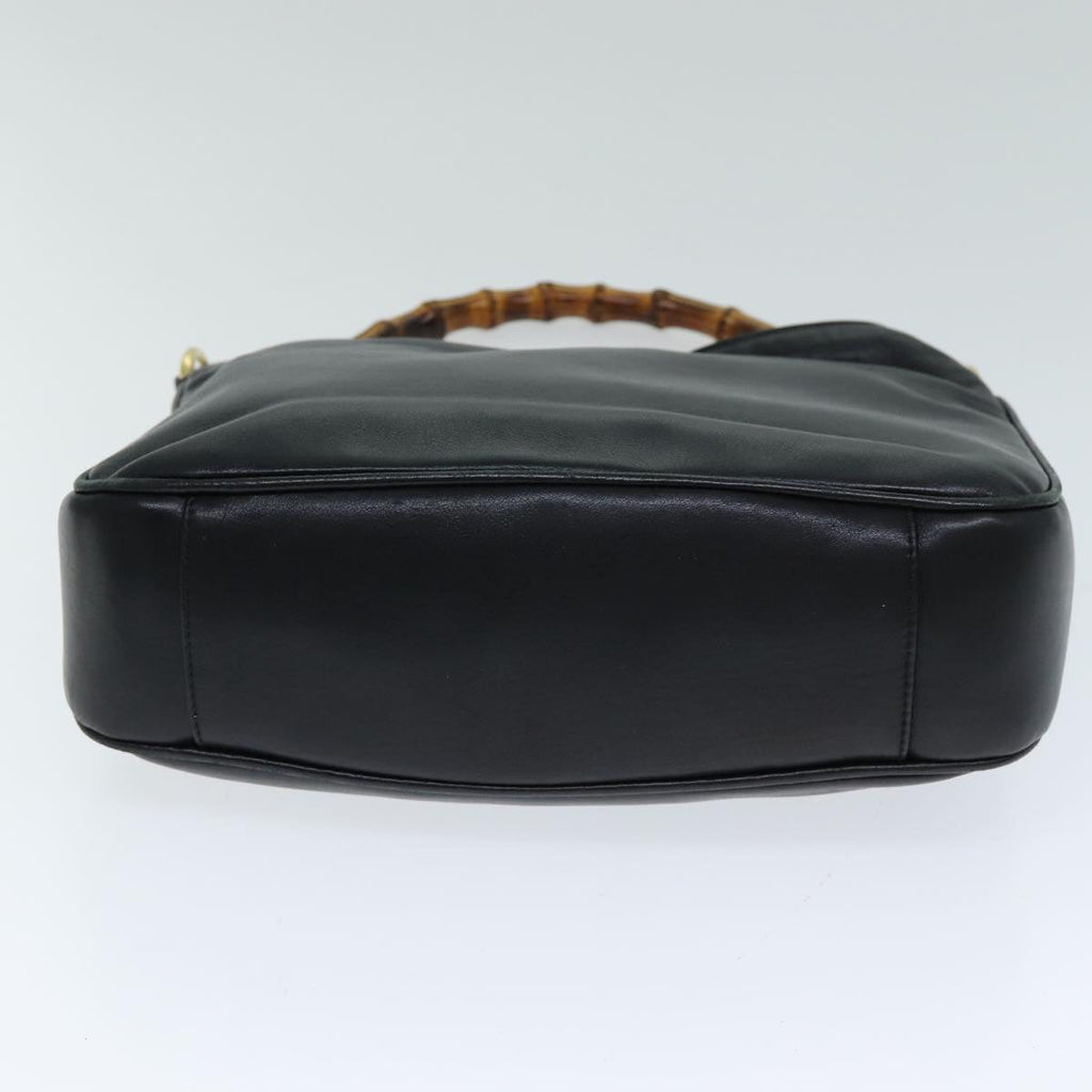 GUCCI Bamboo Hand Bag Leather 2way Black 001 1638 79644