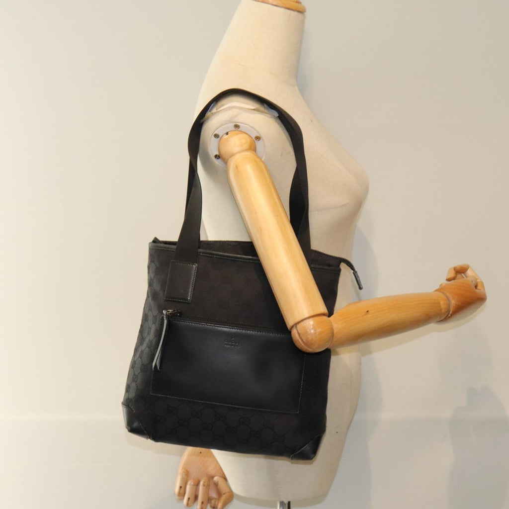 GUCCI GG Canvas Tote Bag Canvas Black 79649