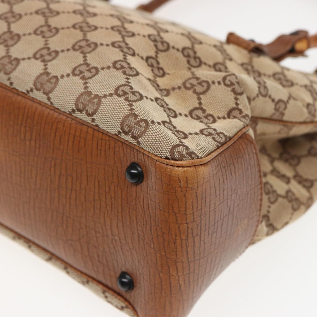 GUCCI GG Canvas Bamboo Hand Bag Beige 112526 79676
