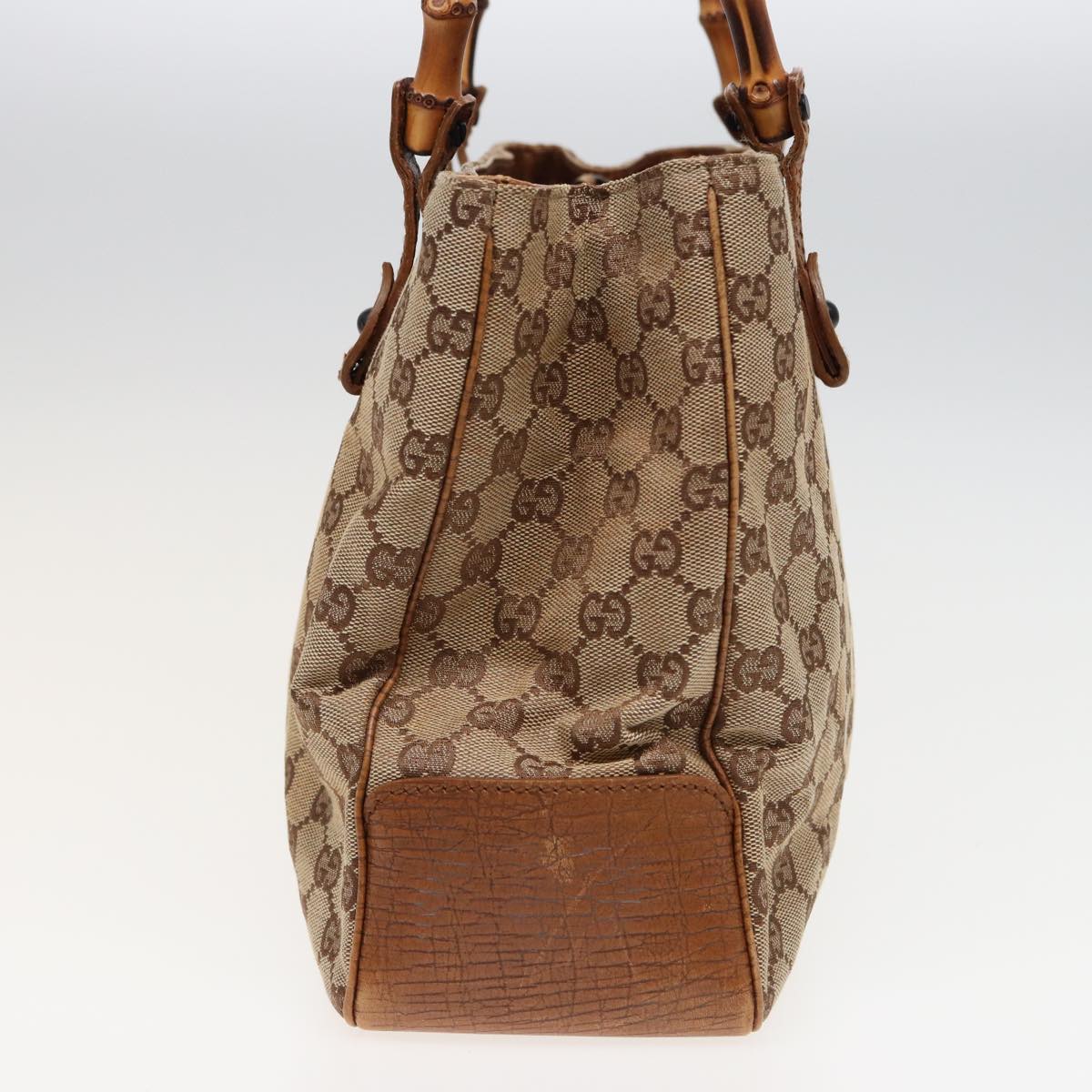 GUCCI GG Canvas Bamboo Hand Bag Beige 112526 79676
