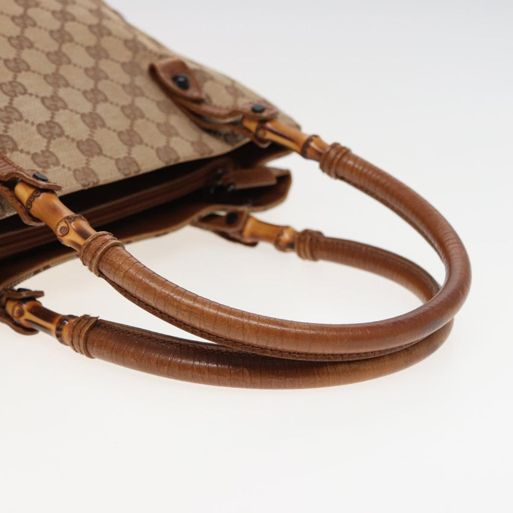 GUCCI GG Canvas Bamboo Hand Bag Beige 112526 79676