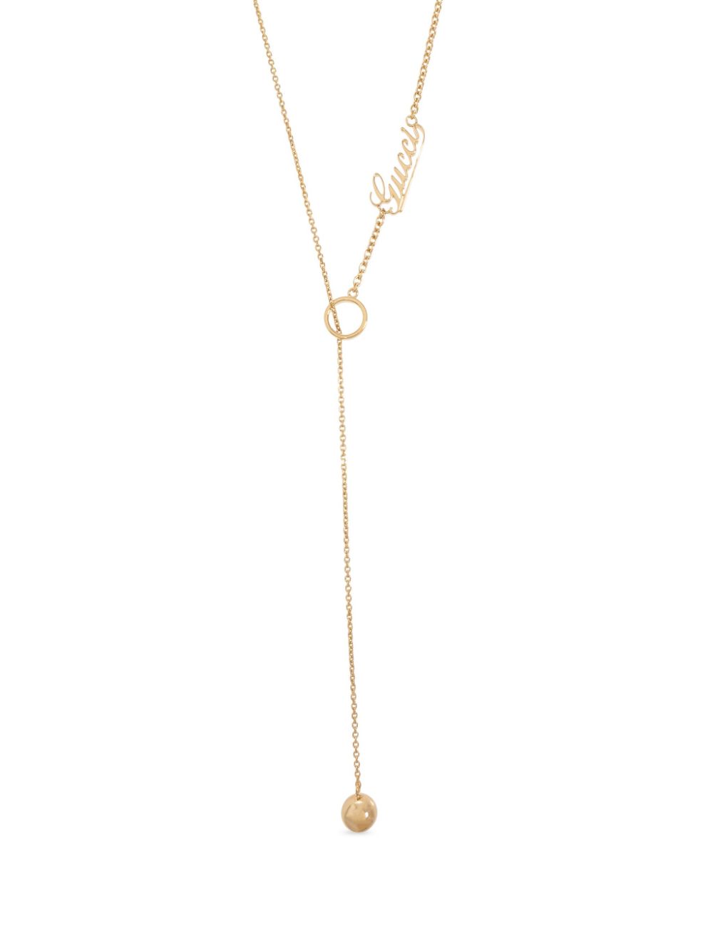 Gold Chain Pendant Necklace with Gucci Engraving