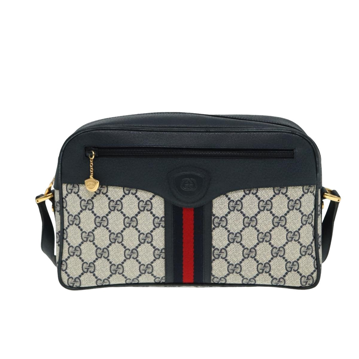 GUCCI GG Supreme Sherry Line Shoulder Bag PVC Navy Red 001 56 0860 79700
