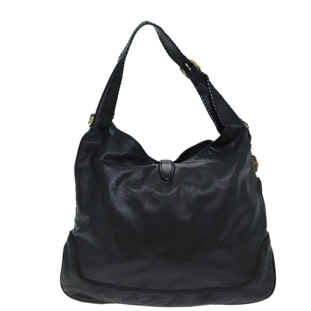 GUCCI Bamboo Jackie Shoulder Bag Leather Black 223929 79722
