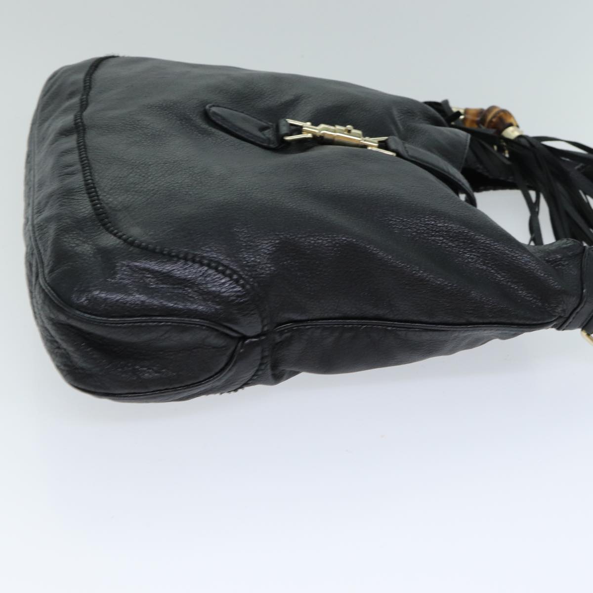 GUCCI Bamboo Jackie Shoulder Bag Leather Black 223929 79722