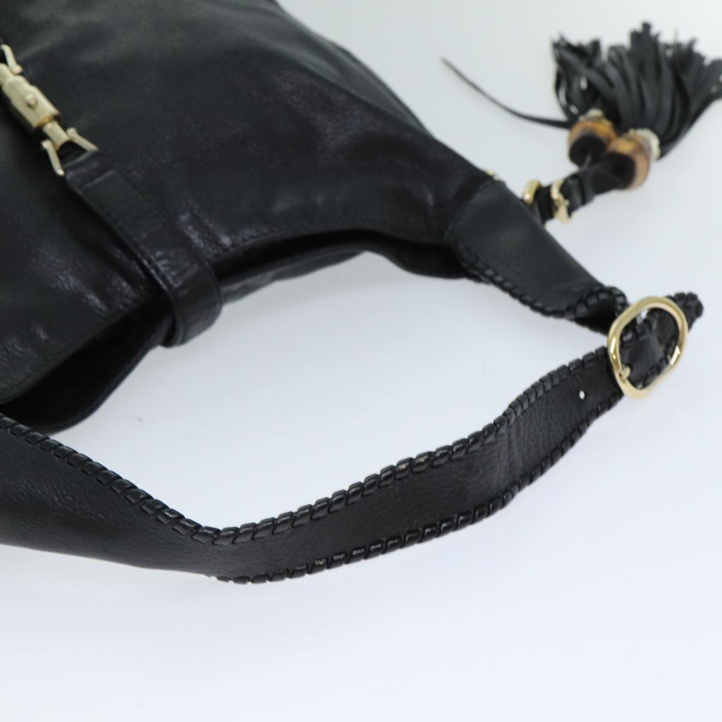 GUCCI Bamboo Jackie Shoulder Bag Leather Black 223929 79722