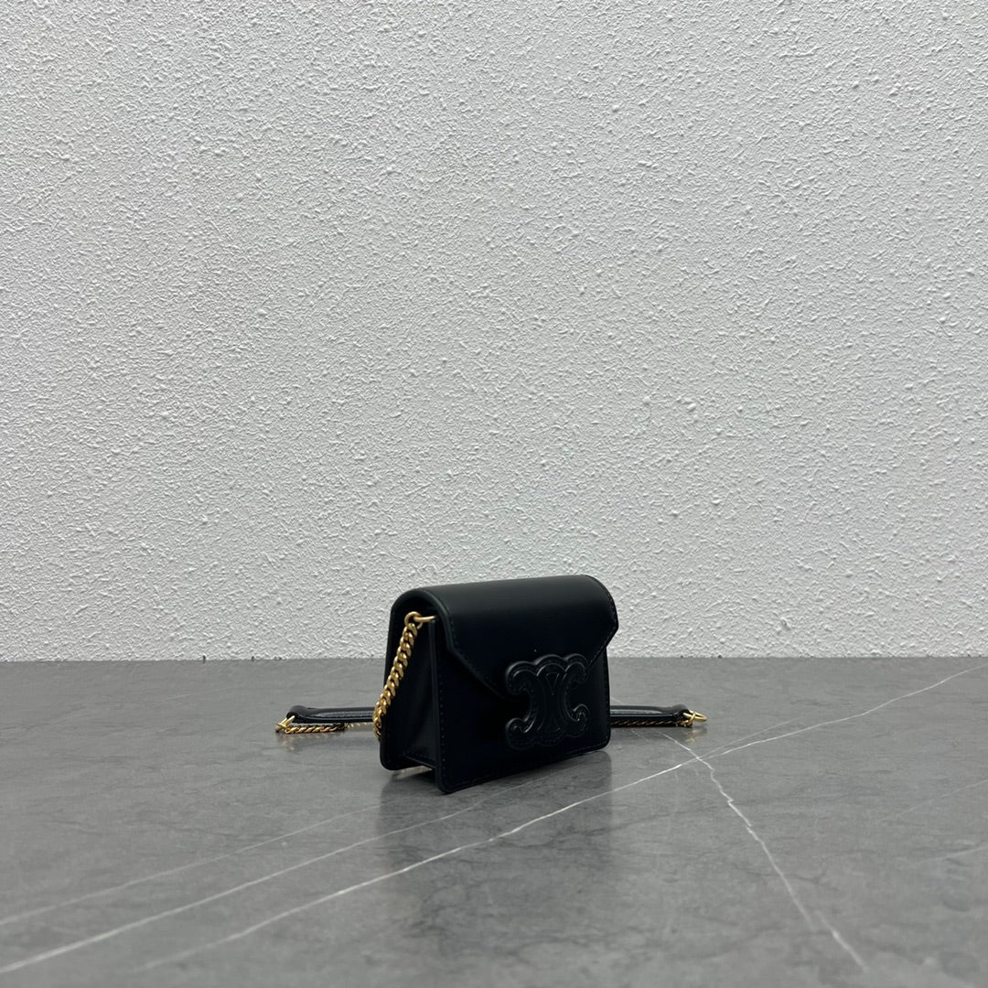 GLAMI Card Holder On Chain Triomphe Black For Women 4in/11cm 10J743DPV.38NO