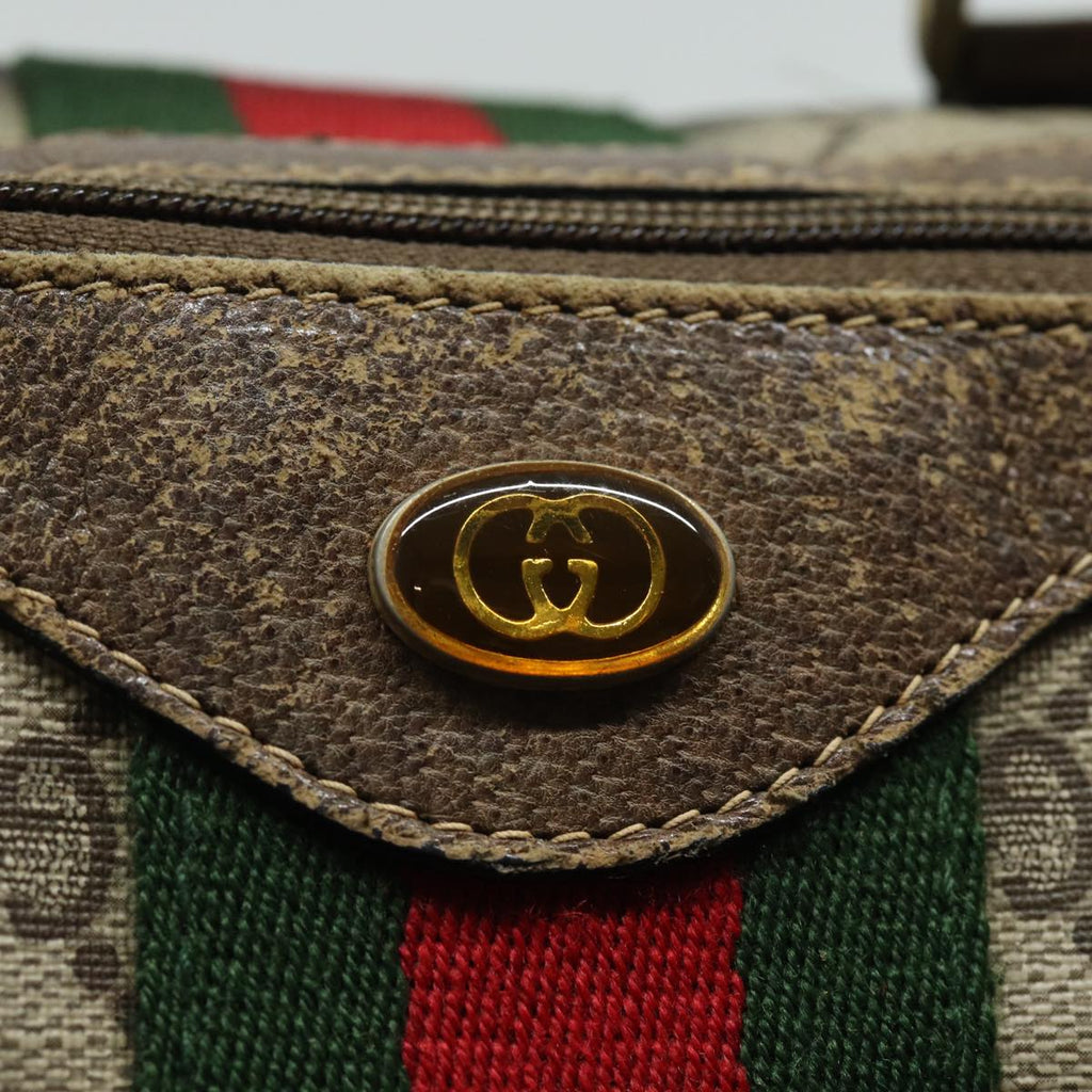 GUCCI GG Supreme Web Sherry Line Boston Bag PVC Beige Red 40 02 007 79749