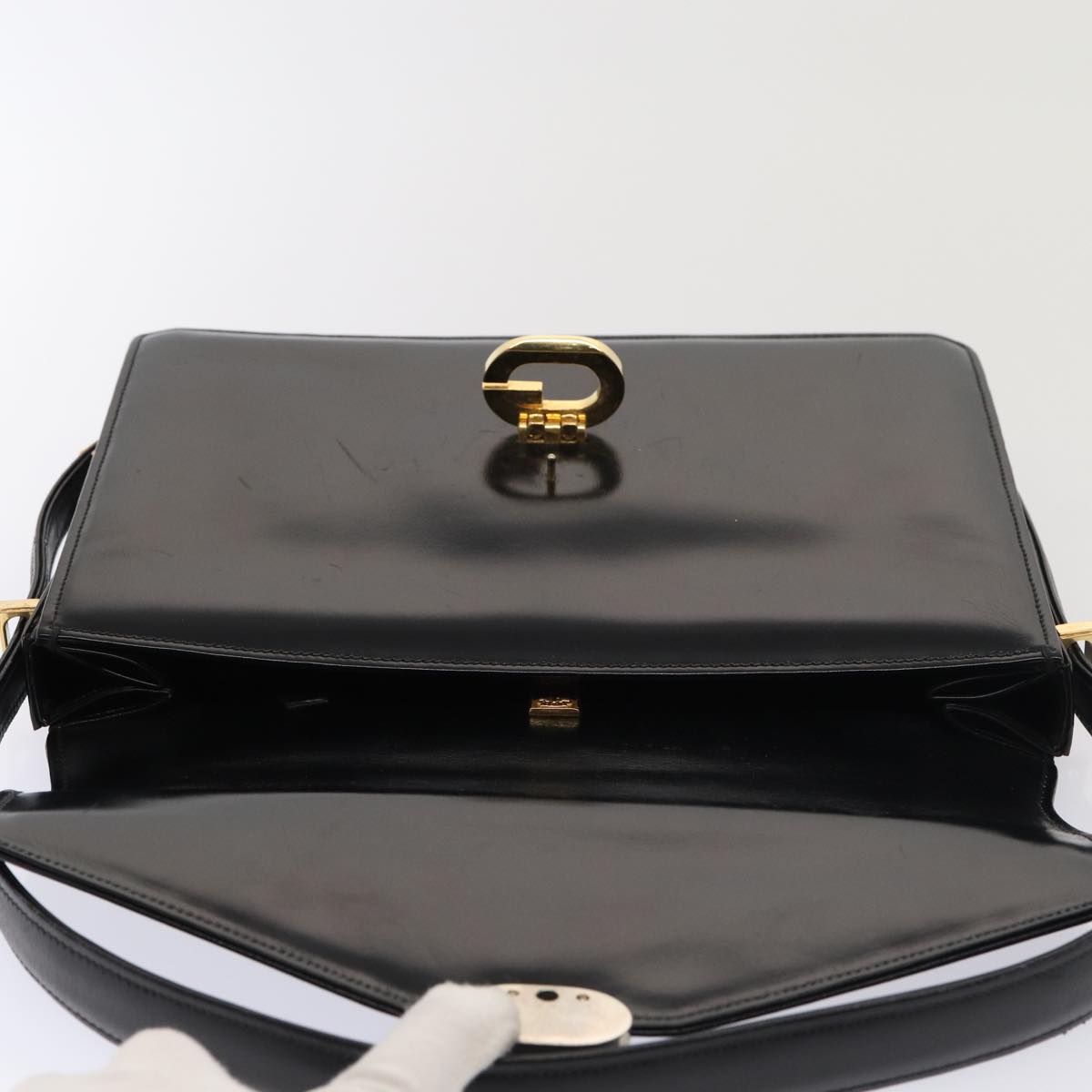 GUCCI Hand Bag Leather Black 79763