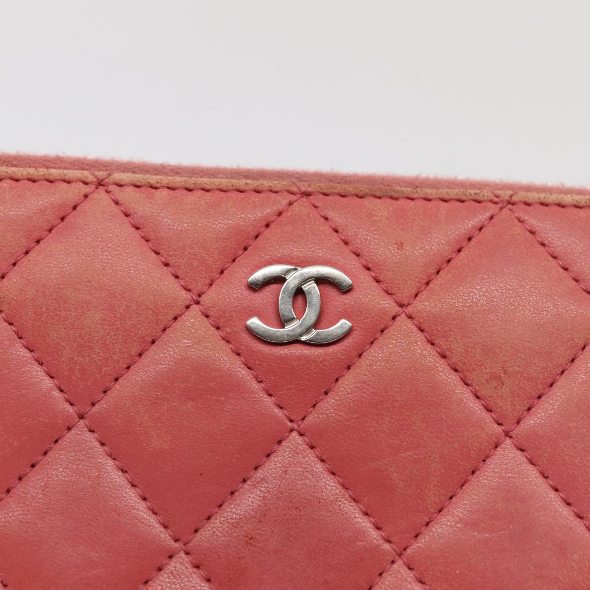 CHANEL Matelasse Long Wallet Lamb Skin Pink CC 79765