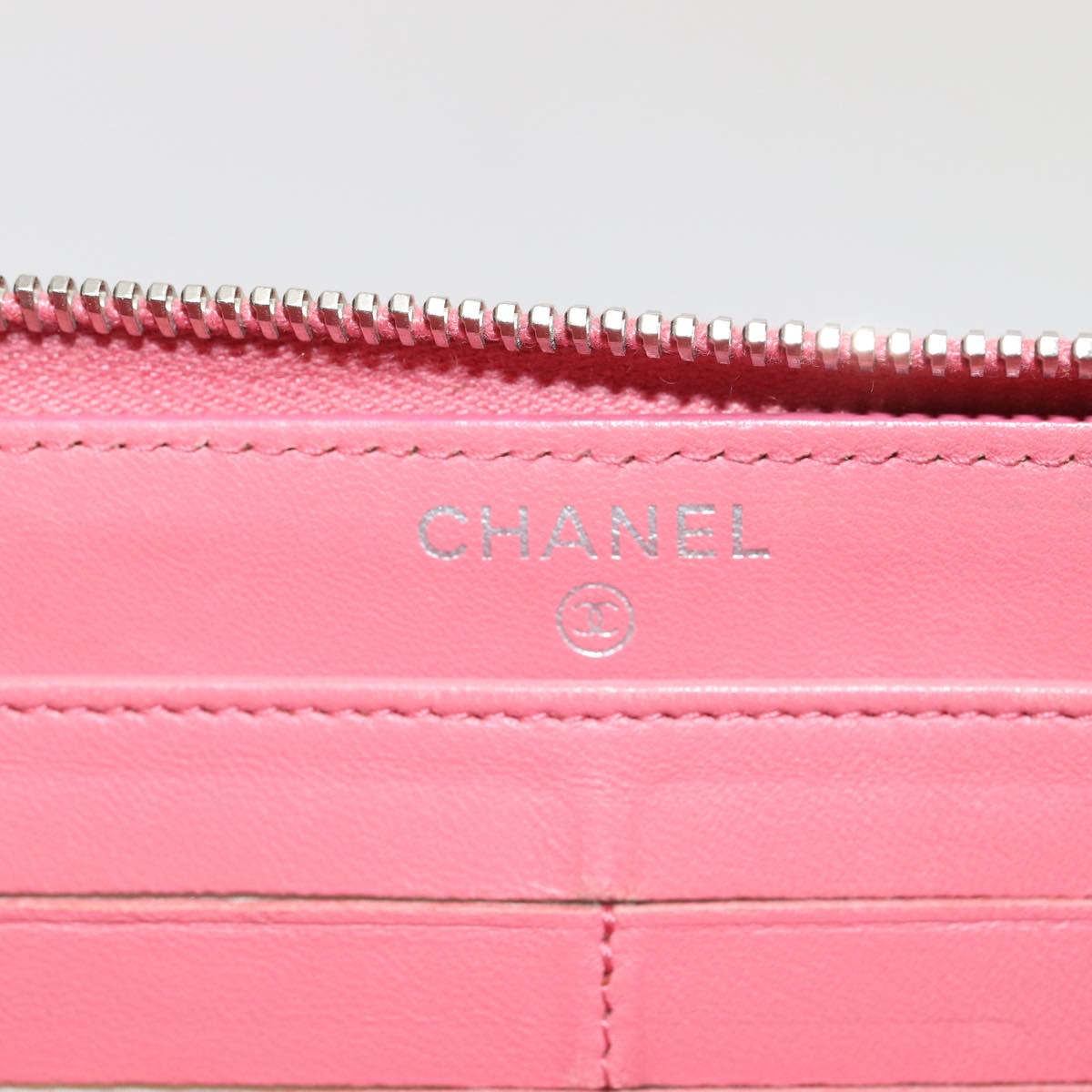 CHANEL Matelasse Long Wallet Lamb Skin Pink CC 79765