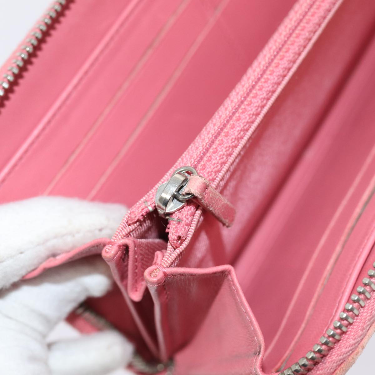CHANEL Matelasse Long Wallet Lamb Skin Pink CC 79765