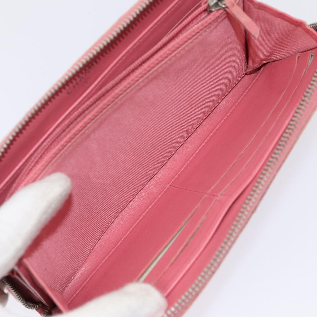 CHANEL Matelasse Long Wallet Lamb Skin Pink CC 79765
