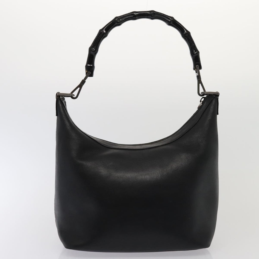 GUCCI Bamboo GG Canvas Shoulder Bag Leather Canvas 2Set Black 79793