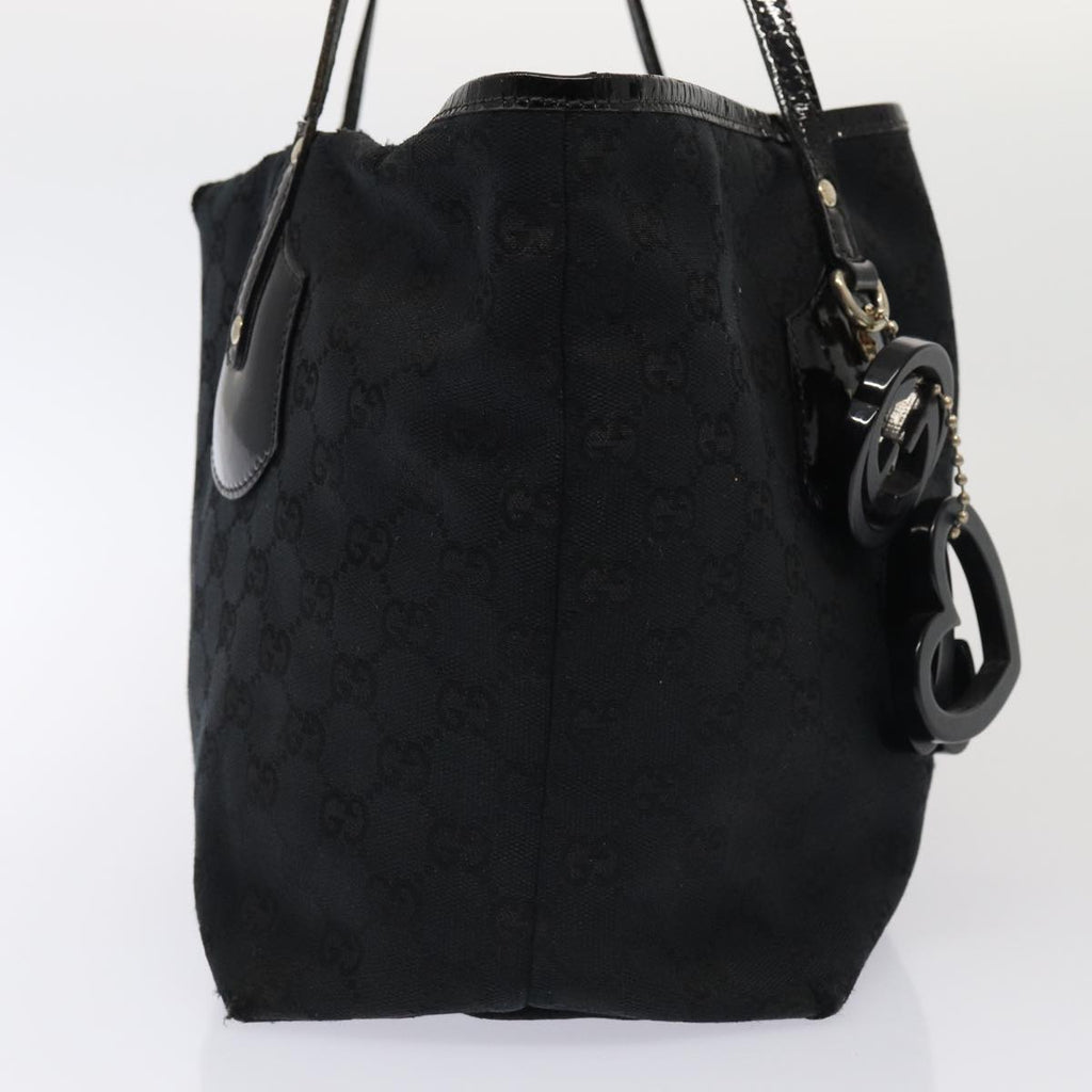 GUCCI Bamboo GG Canvas Shoulder Bag Leather Canvas 2Set Black 79793
