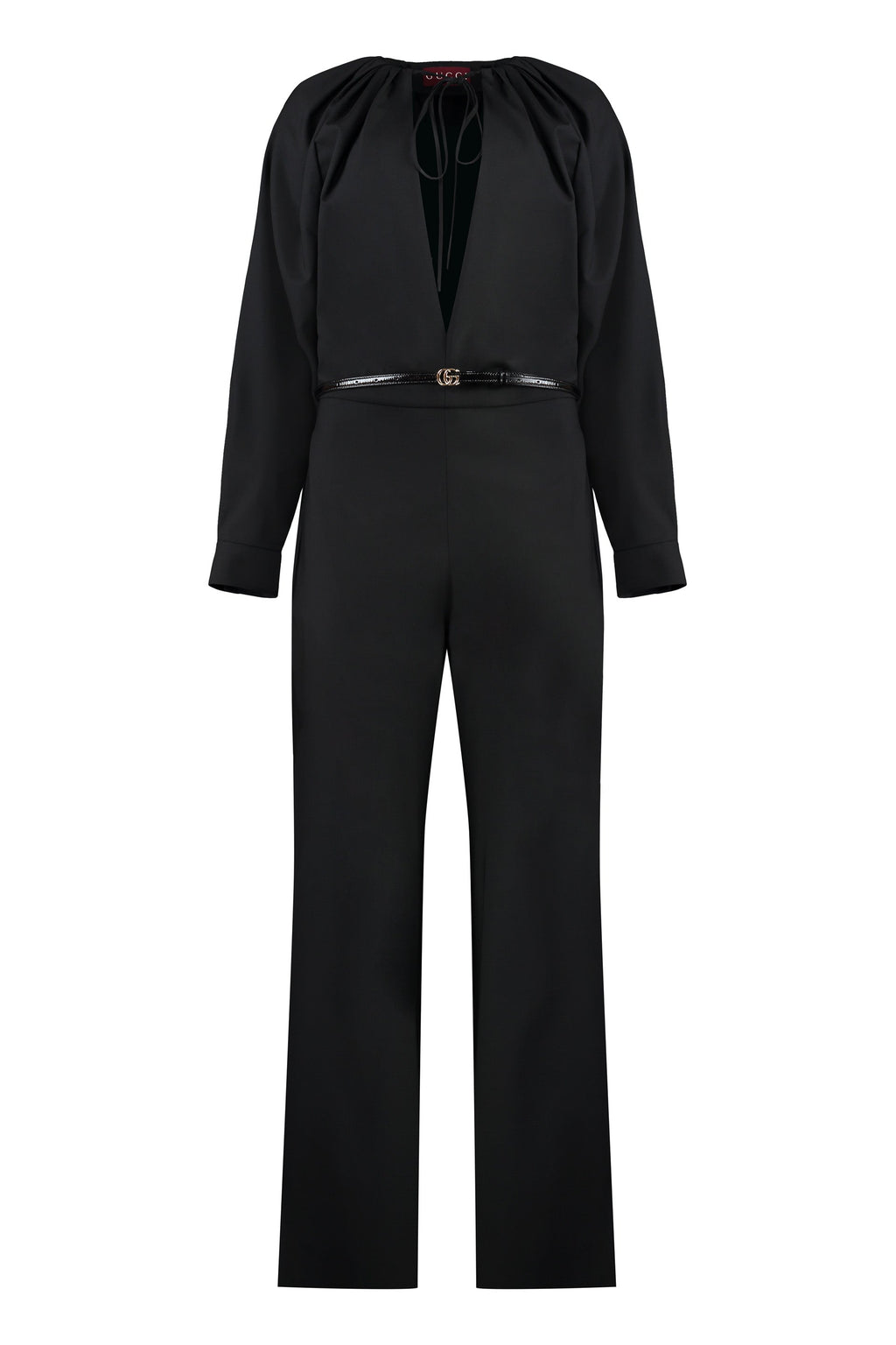 GUCCI Stretch Wool Jumpsuit with Detachable Belt