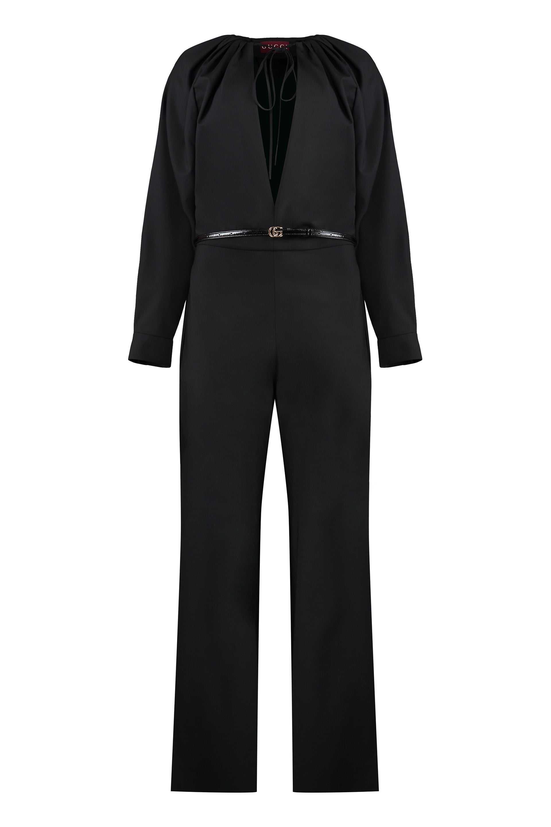 GUCCI Stretch Wool Jumpsuit with Detachable Belt