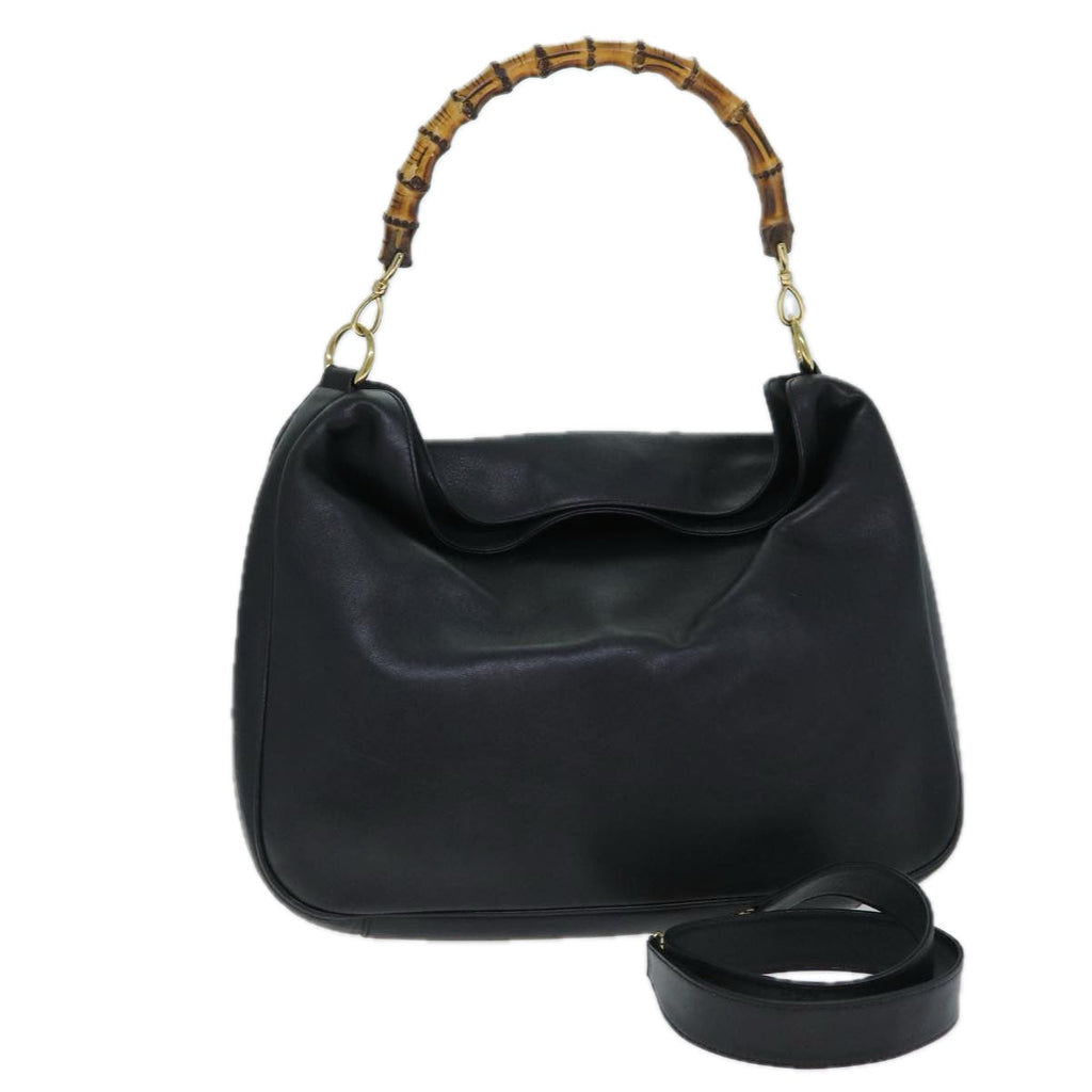 GUCCI Bamboo Hand Bag Leather 2way Black 79903