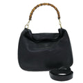 GUCCI Bamboo Hand Bag Leather 2way Black 79903