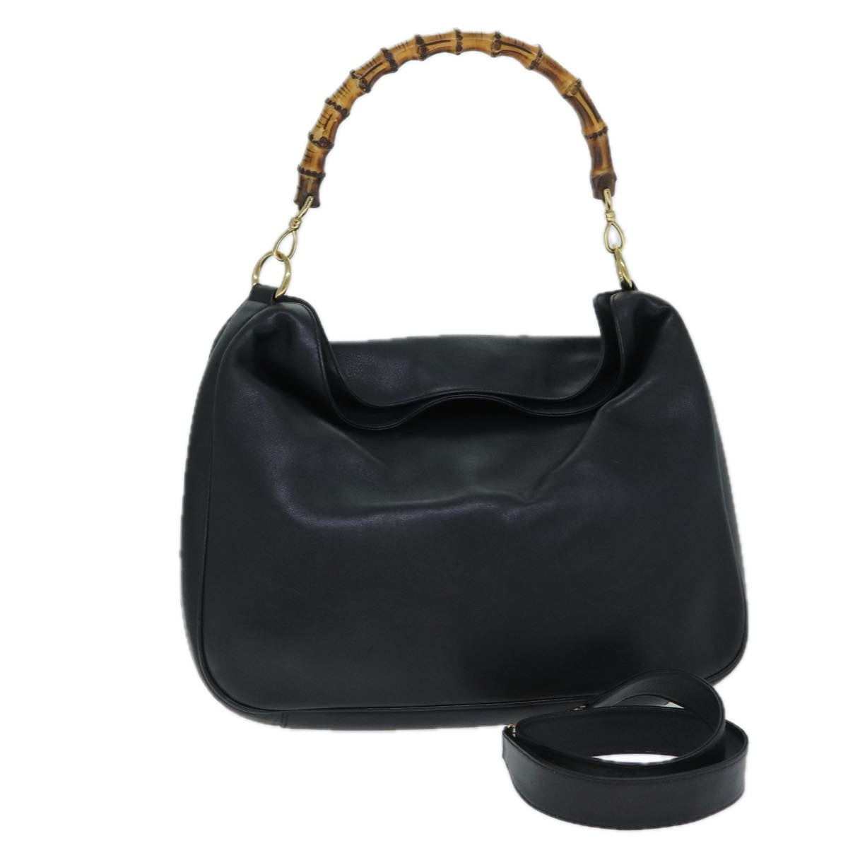 GUCCI Bamboo Hand Bag Leather 2way Black 79903