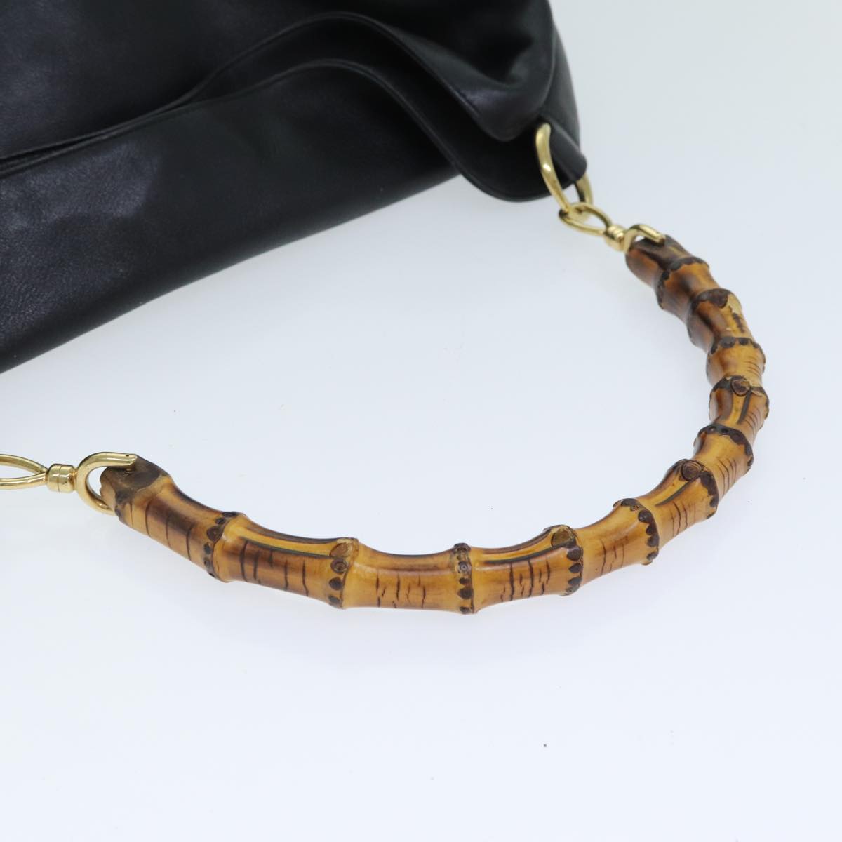 GUCCI Bamboo Hand Bag Leather 2way Black 79903