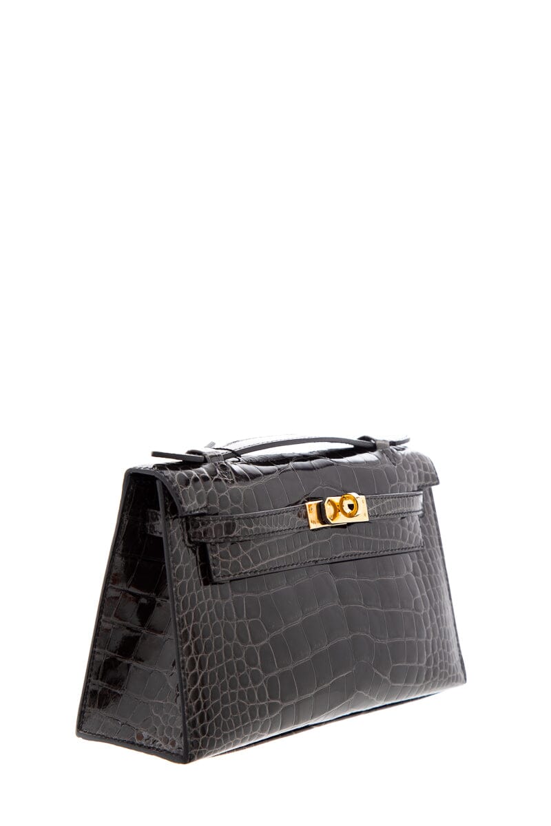 HermÃƒÆ’Ã‚Â¨s 2018 Graphite Smooth Alligator Ensis Kelly Mini Pochette
