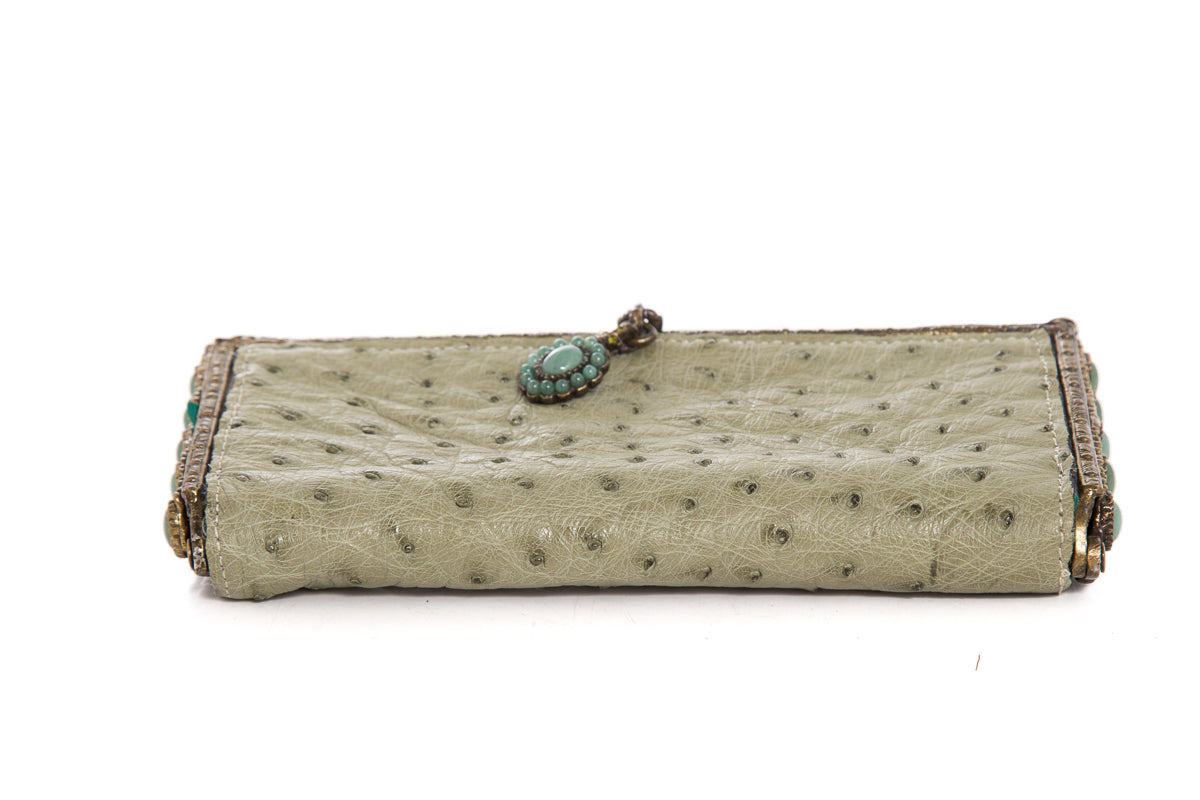 Clara Kasavina Mint Green Exotic Leather Clutch