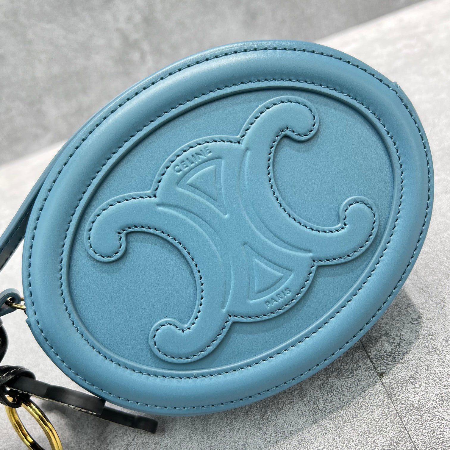GLAMI Crossbody Oval Purse Cuir Triomphe Blue For Women 6in/16cm 10I703DPQ.07DD