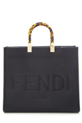 Fendi Black Leather Sunshine Shopper Tote