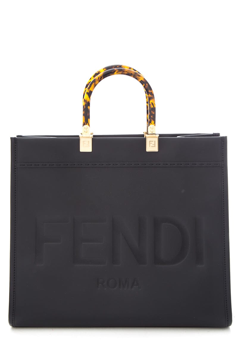 Fendi Black Leather Sunshine Shopper Tote