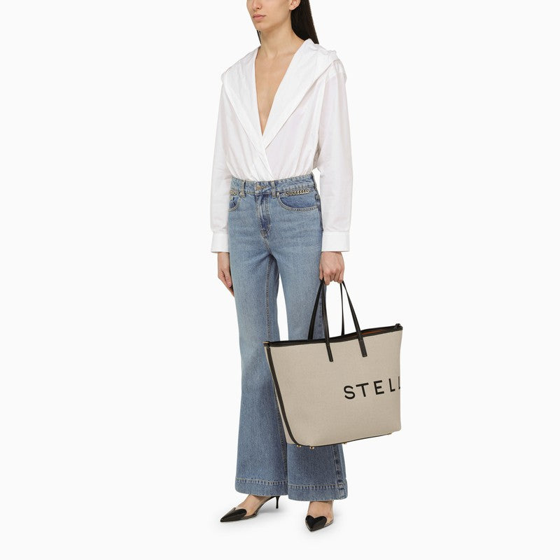 Stella Mccartney Ecru Cotton-Blend Tote Bag With Logo Women