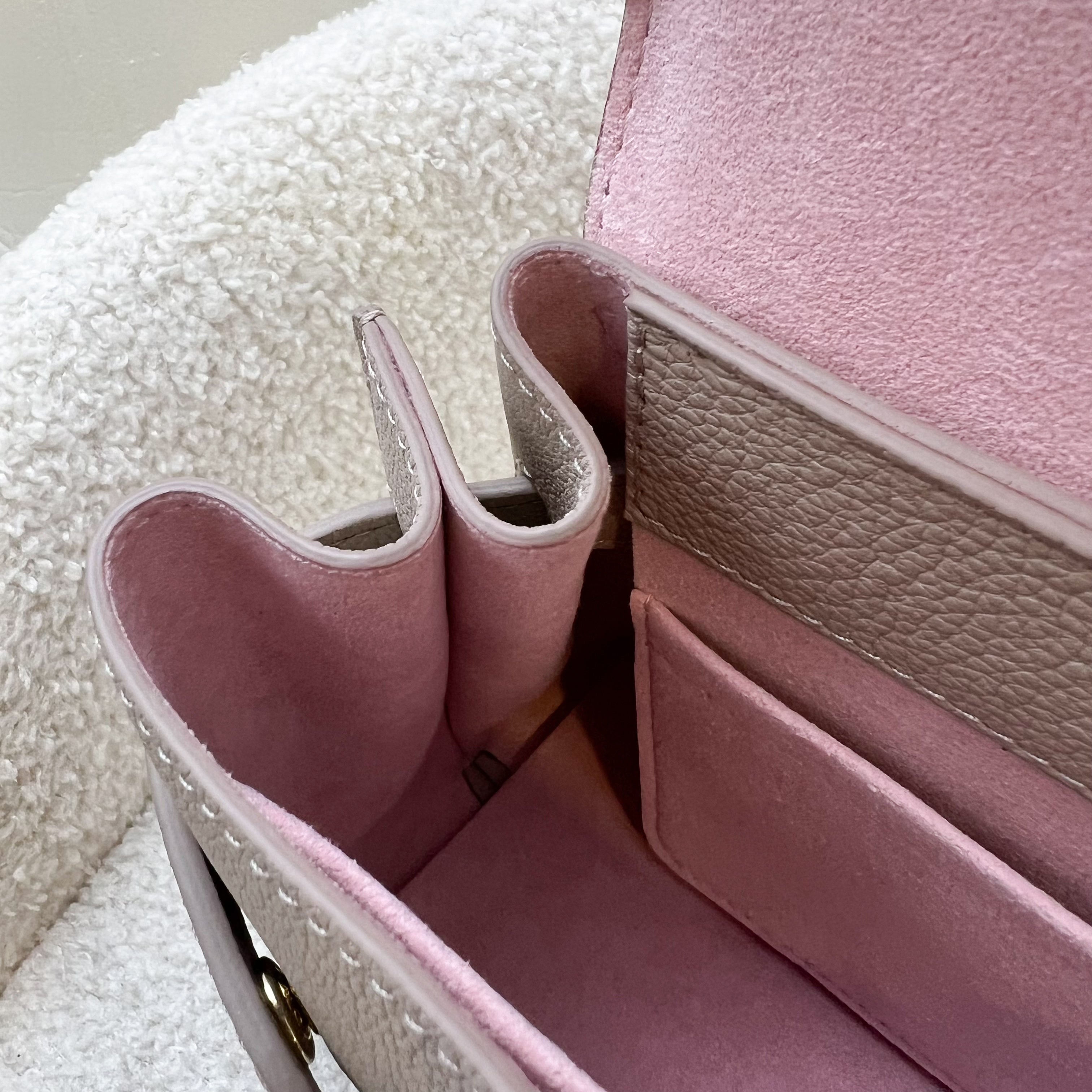 Lv Lockme Ever Mini in Greige Grained Calfkin and LGHW