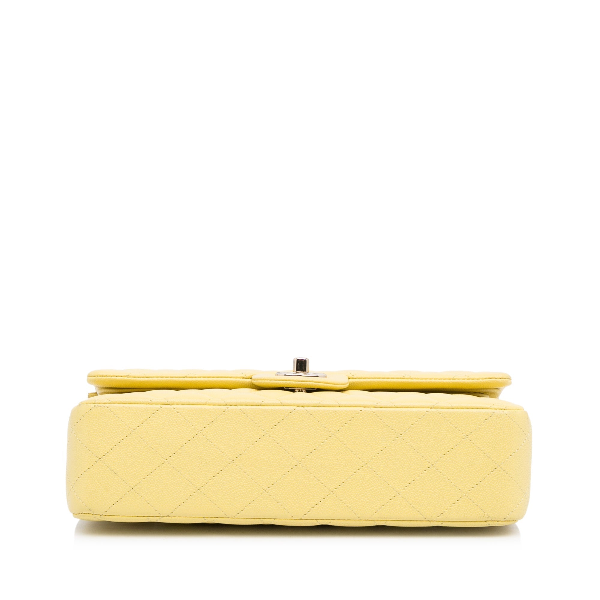 Chanel Classic Double Flap Medium Yellow Caviar Silver