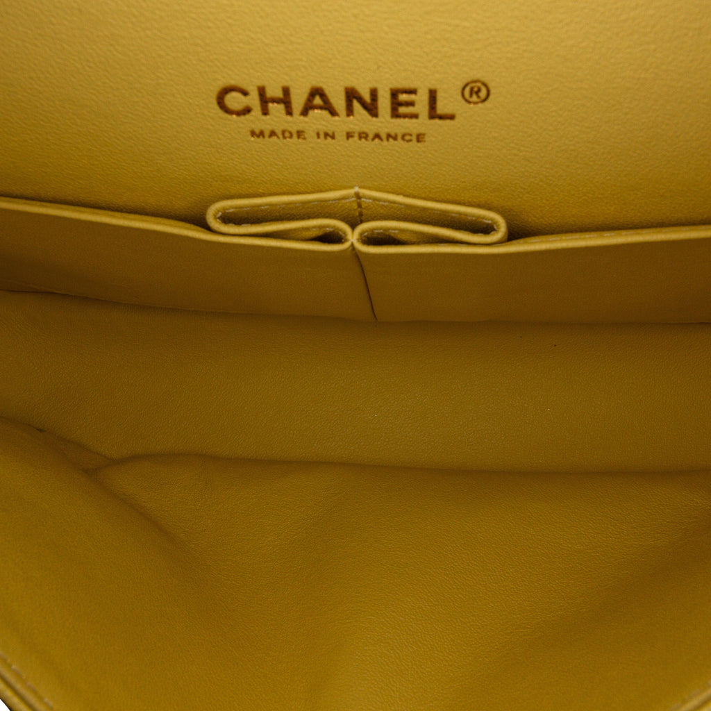 Chanel Classic Double Flap Medium Yellow Caviar Silver