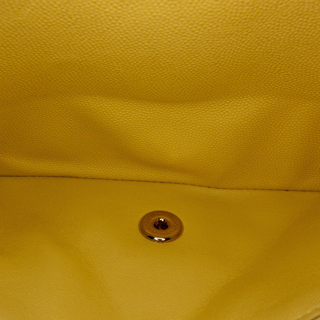Chanel Classic Double Flap Medium Yellow Caviar Silver