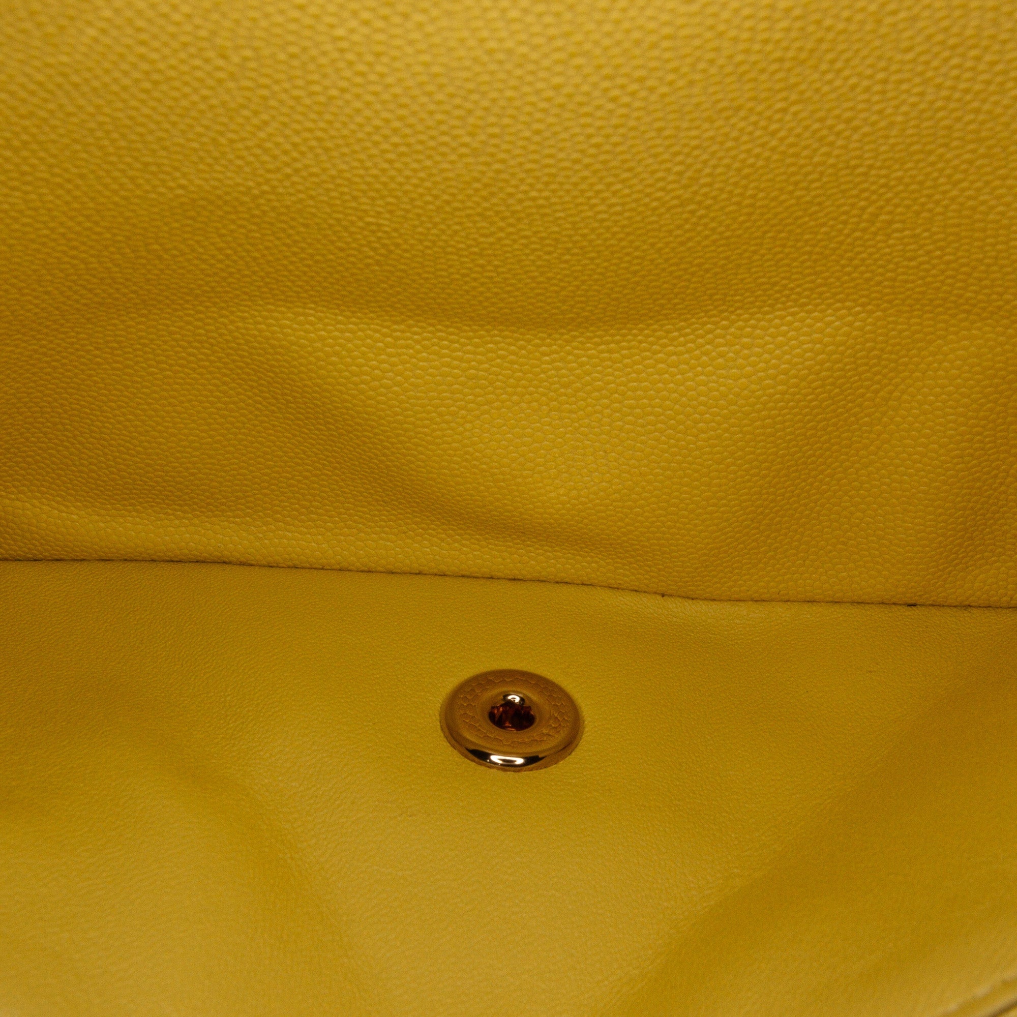 Chanel Classic Double Flap Medium Yellow Caviar Silver