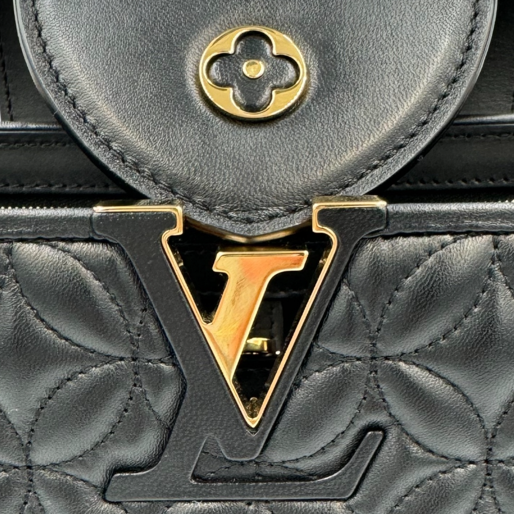 Louis Vuitton Capucines mm Blue Taurillon Silver