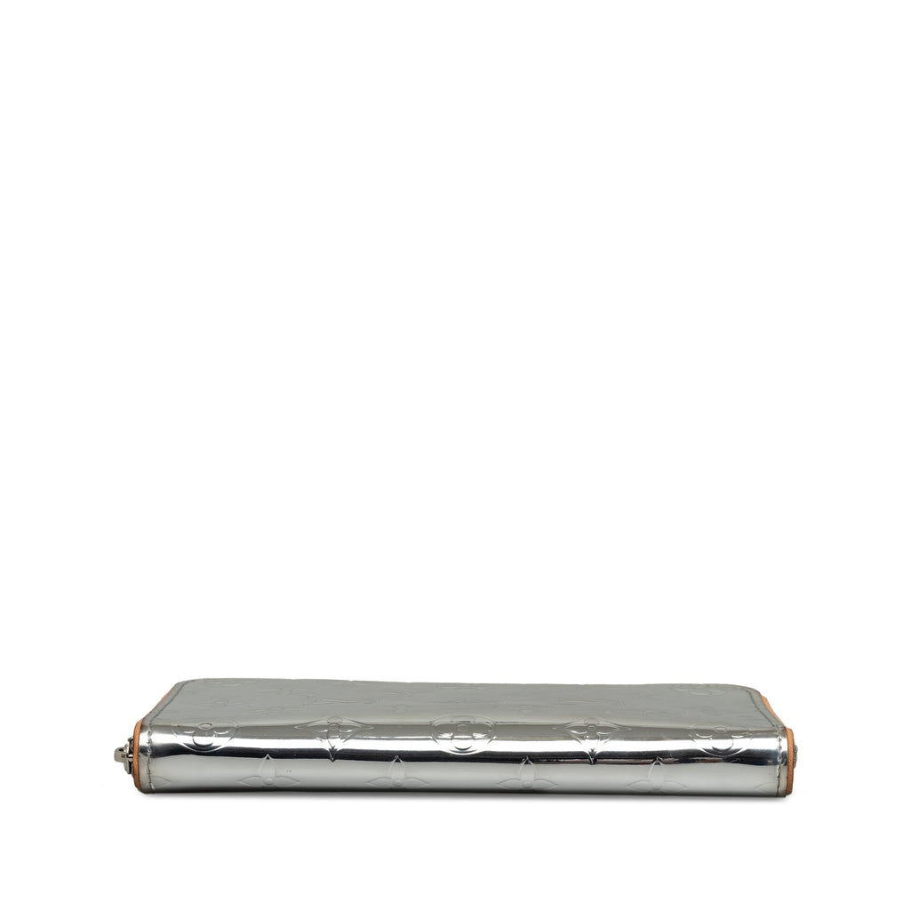 Silver Louis Vuitton Monogram Mirror Vertical Zippy Long Wallets
