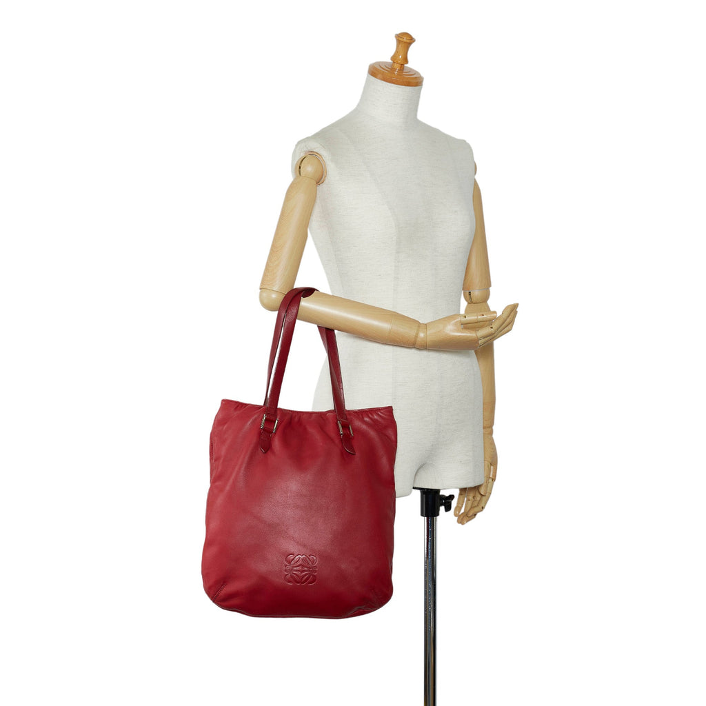 Red Loewe Anagram Tote Bag